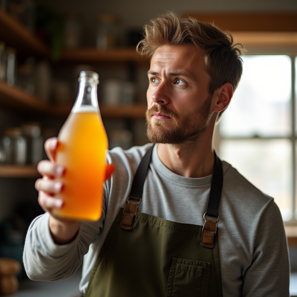Kursleiter Julian Reiter beim Erklären der Kombucha-Zubereitung